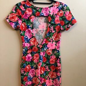F21 Rose print bodycon dress